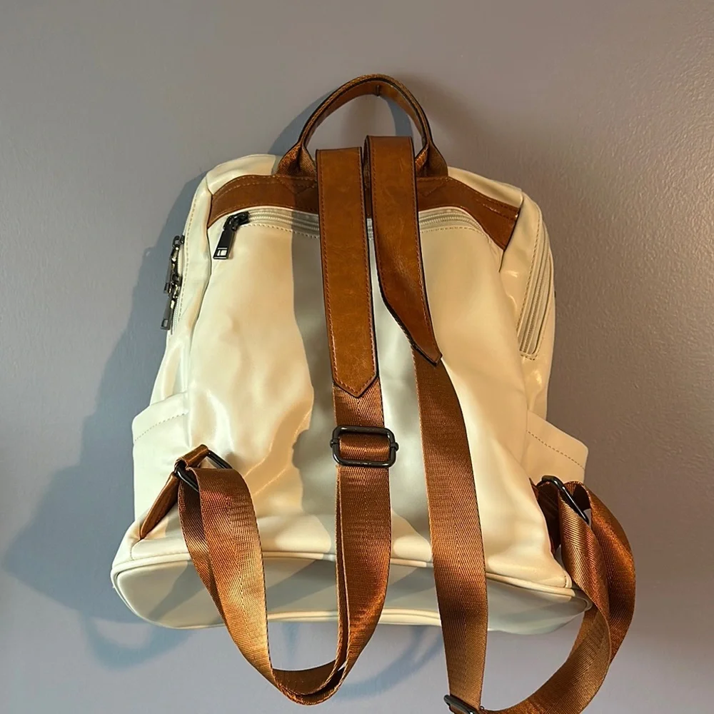 Cream Leather Backpack